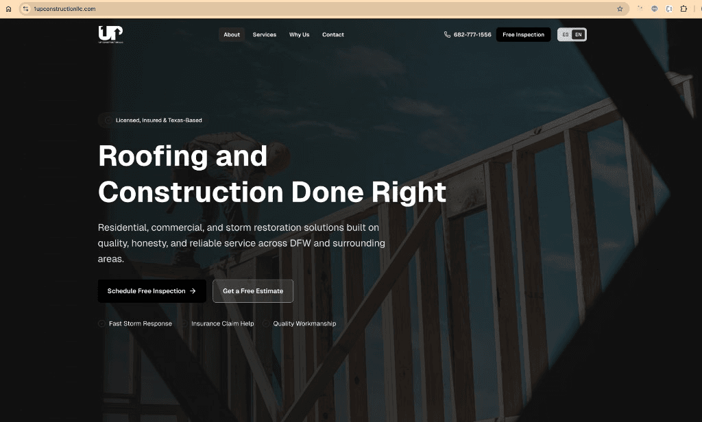 1Up Construction LLC — Techado y restauración